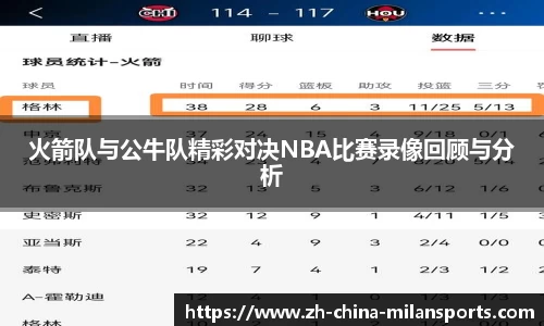 火箭队与公牛队精彩对决NBA比赛录像回顾与分析