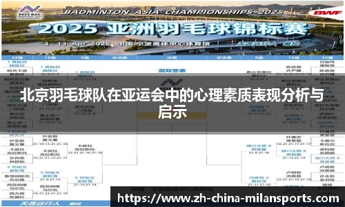 北京羽毛球队在亚运会中的心理素质表现分析与启示